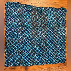 J. Garcia Teal and Navy Patterned Silk Scarf
